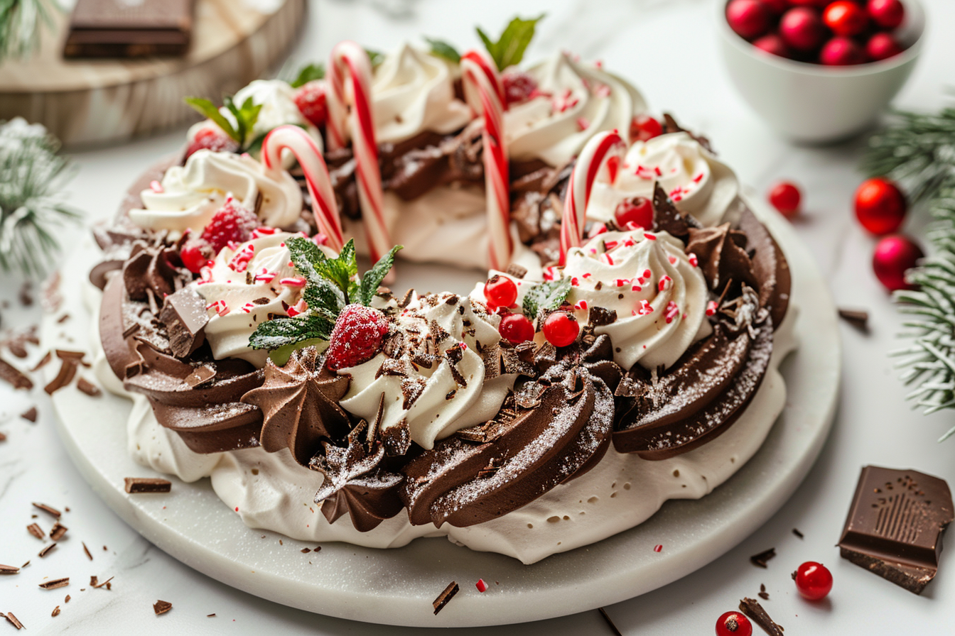 u3887994962 chocolate peppermint christmas pavlova wreath ele 9861aa4e 0014 4bfc 9c23 581d79c6e7dc 3