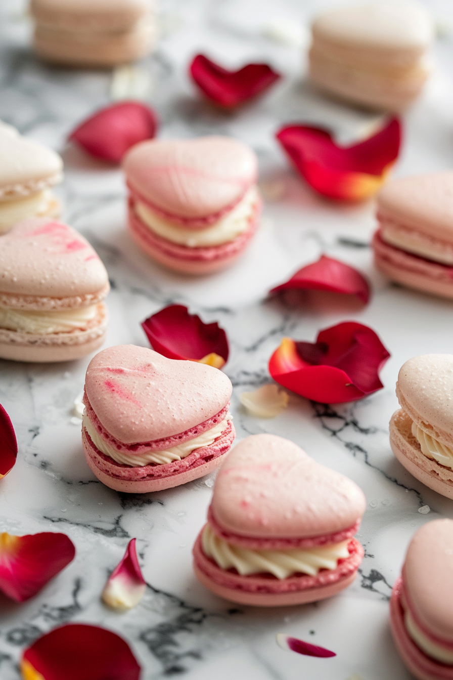 Easy Heart-Shaped Macarons Recipe u3887994962 heart shaped macarons arranged elegantly on a mar f5f8b64b 84cb 4225 993b f668882ce807 1