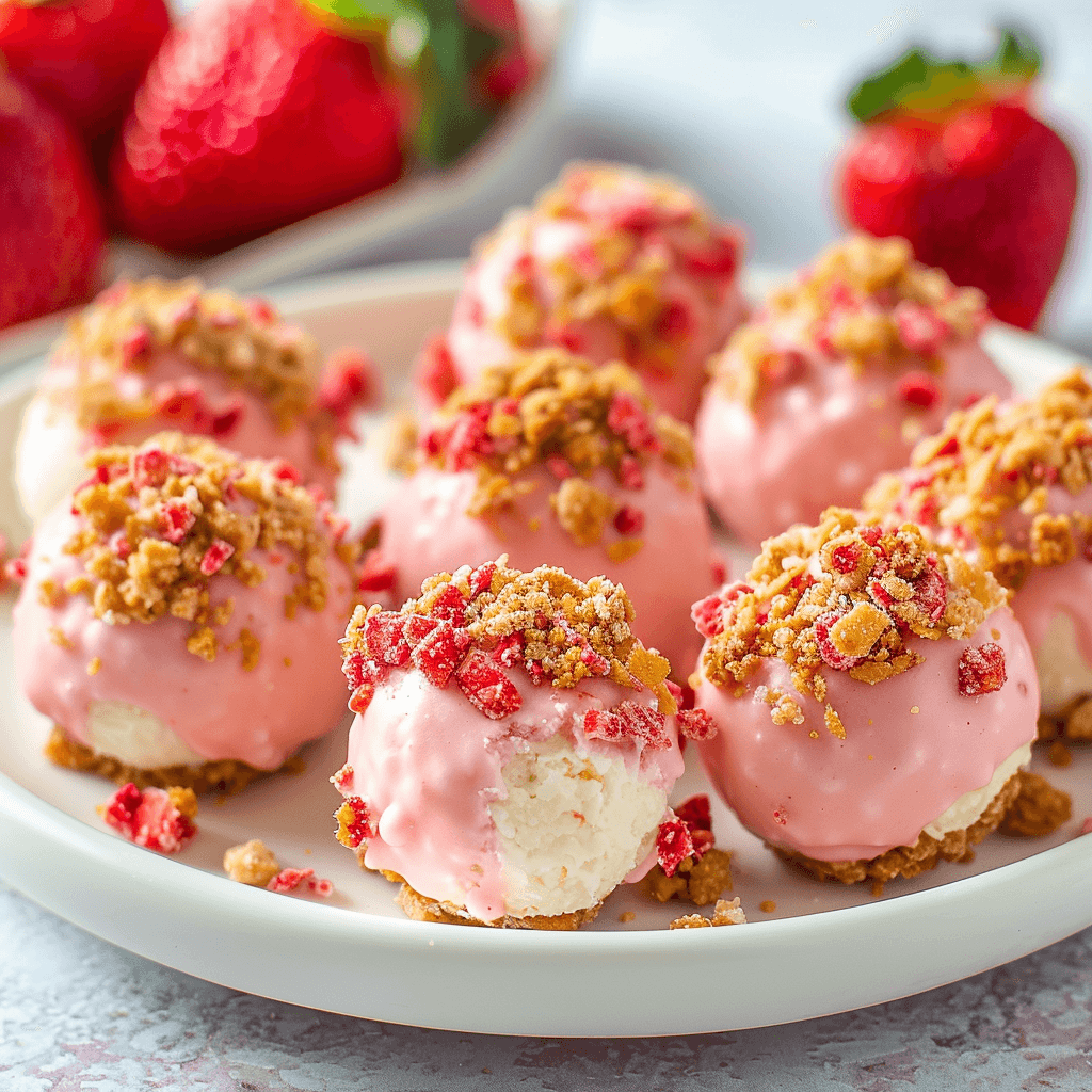 Easy Strawberry Crunch Cheesecake Bites Recipe u3887994962 strawberry crunch cheesecake bites bite sized no efd27f7d 8575 4979 8277 7407225db458 2