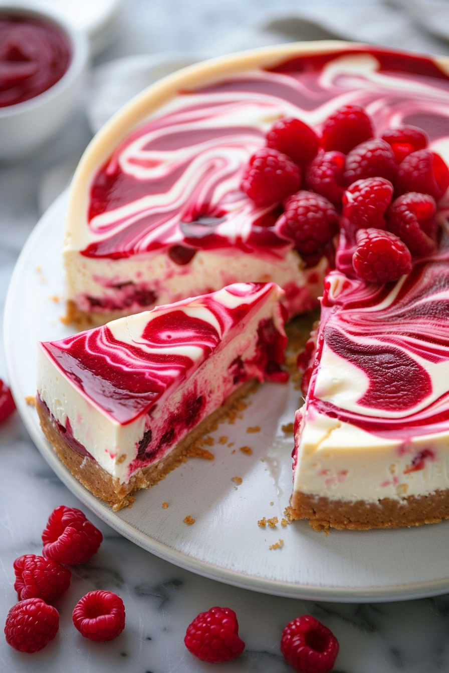 u3887994962 ultra realistic raspberry swirl cheesecake creamy 9d385e27 68cf 416f 81bd d42e4bae167e 2
