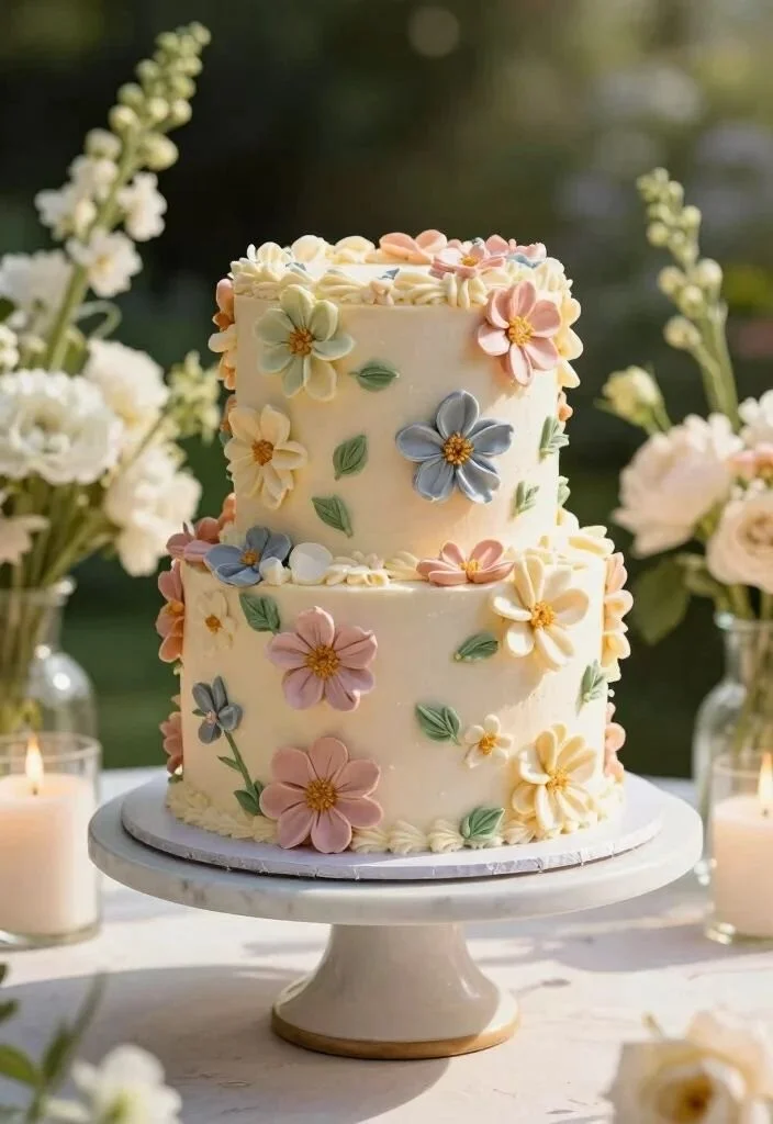 Beautiful floral cake design for birthday celebrations