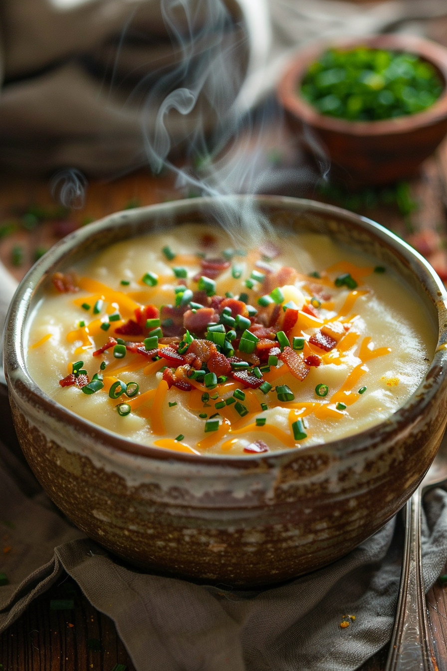 u3887994962 a bowl of creamy loaded potato soup ultra realist fc316fb8 4860 464e 92a7 c0ae7fcf41ed 2