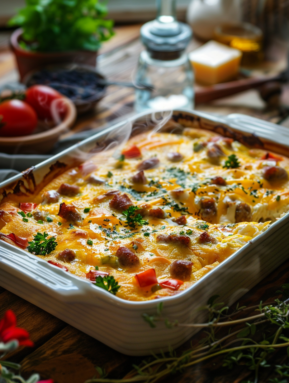 Easy Sausage and Egg Casserole — Ultimate Breakfast Favorite u3887994962 a freshly baked sausage and egg casserole in a ce 3cb12069 4886 4a9f a42f 9b8a2469af24 3