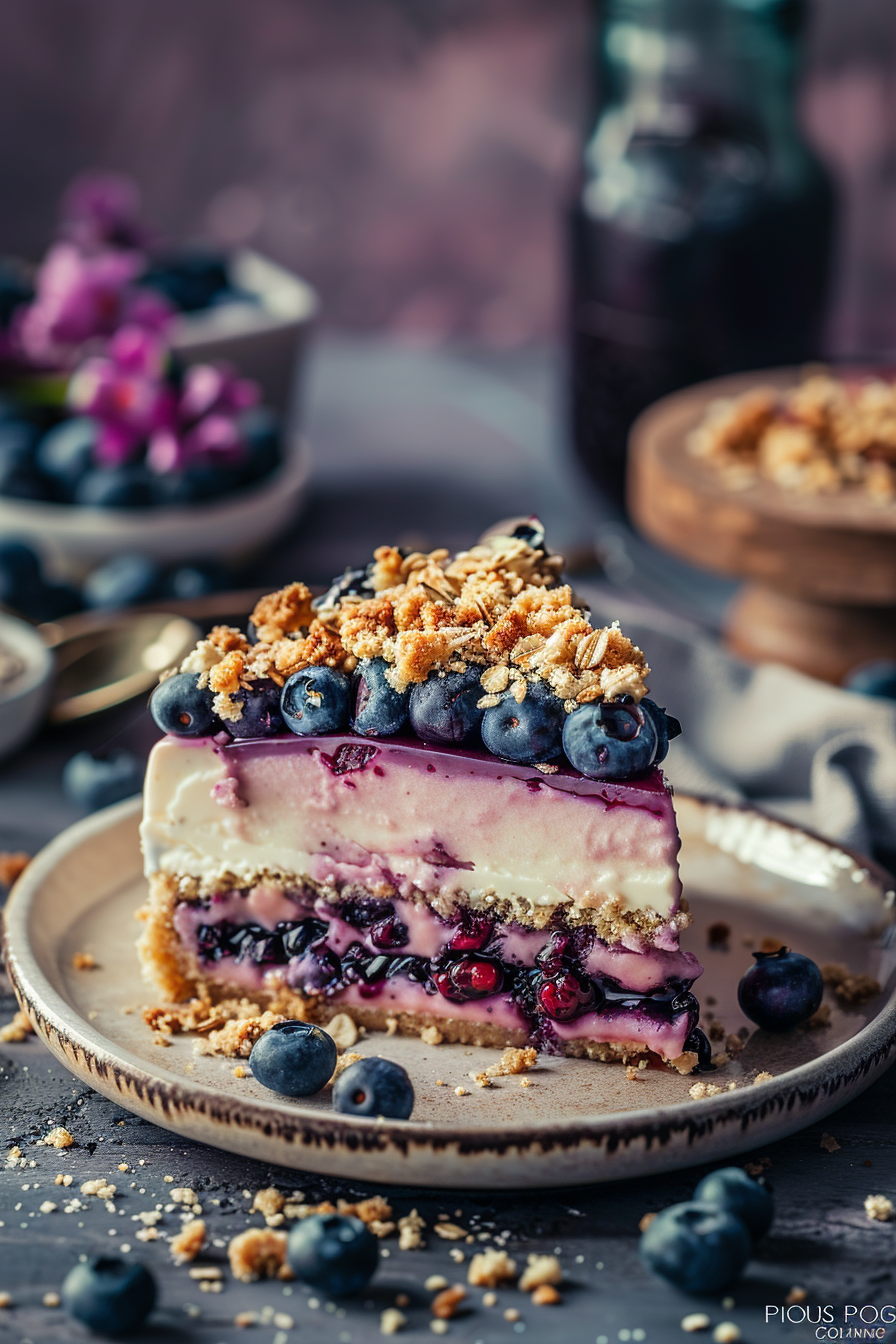 u3887994962 blueberry crumble cheesecake on a rustic ceramic 800adeea c653 4b92 a218 006e40962a56 3