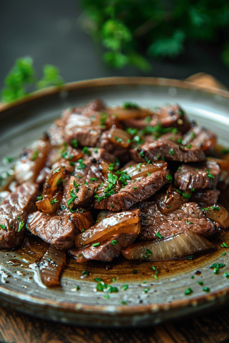 u3887994962 caramelized onion beef liver served on a rustic c c5864fa3 586d 4b1f b4f3 83a784613c06 1