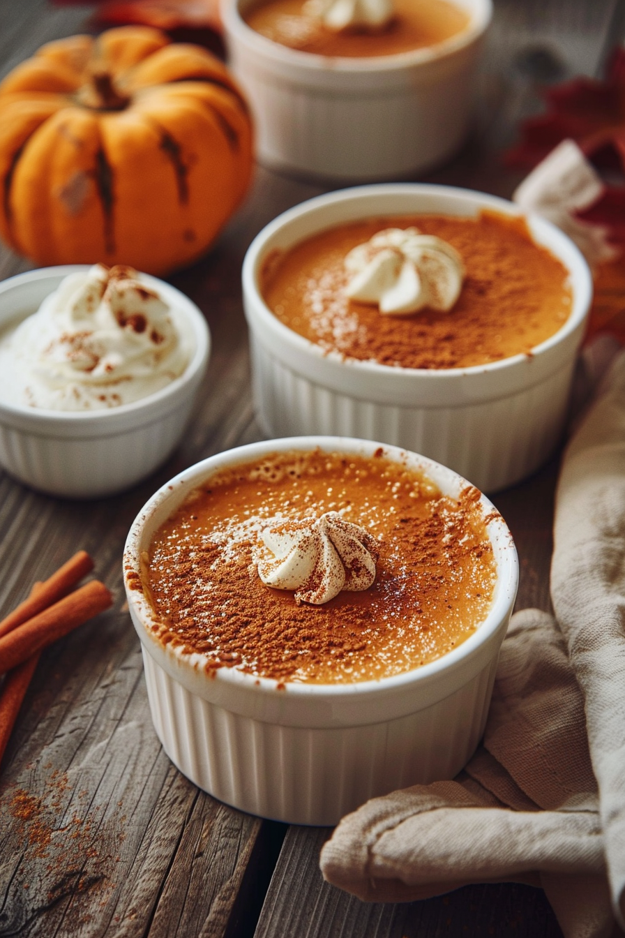 u3887994962 creamy pumpkin custard in white ceramic ramekins e883d42e c68e 4db5 99b3 8b71627764df 3