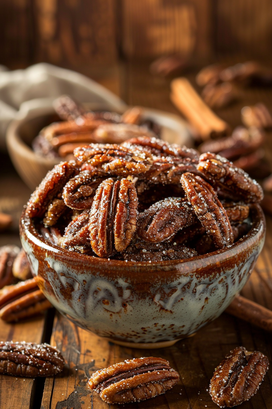 u3887994962 homemade candied pecans in a rustic ceramic bowl 4e6ace44 0fb1 40c0 94cc 795f62f0f246 0