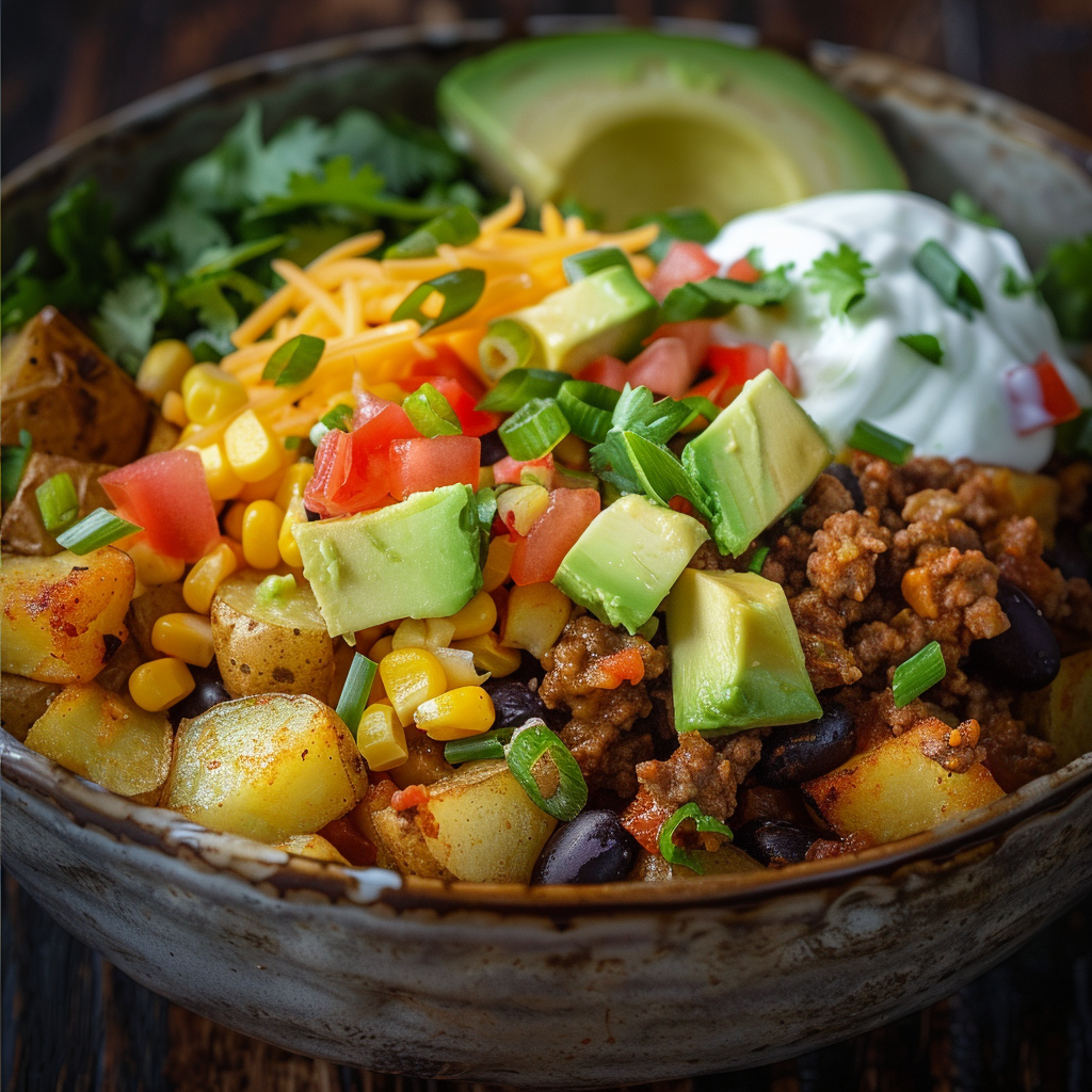 Amazing Loaded Fiesta Potato Bowls Recipe u3887994962 loaded fiesta potato bowl crispy golden roasted p 9156a9e7 4328 4f75 808a 24e46f39728b 3