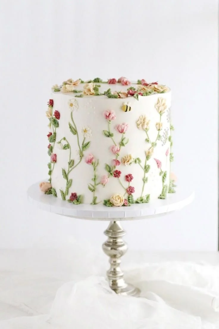 Whimsical Wildflower Cake decorated with colorful flowers and elegant design