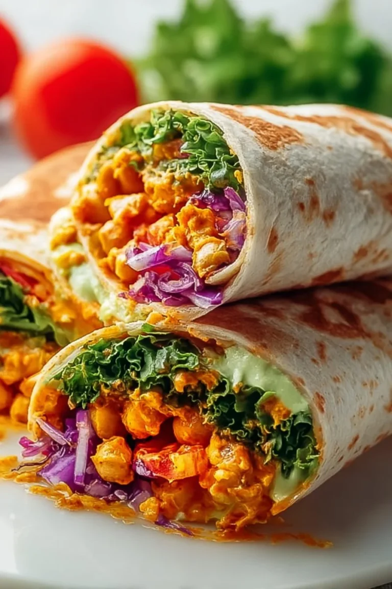 Delicious Buffalo Chickpea Salad Wrap with fresh ingredients and vibrant colors
