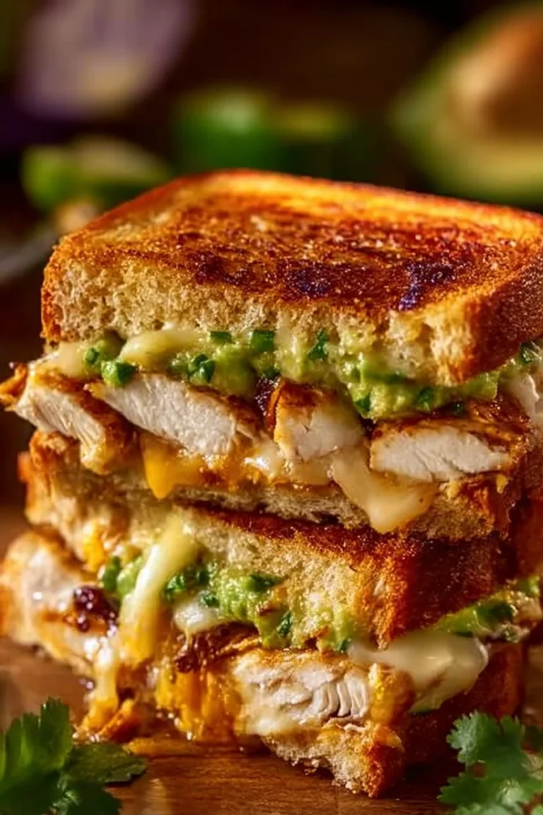 Chicken Avocado Melt Sandwich with grilled chicken and creamy avocado on toasted bread