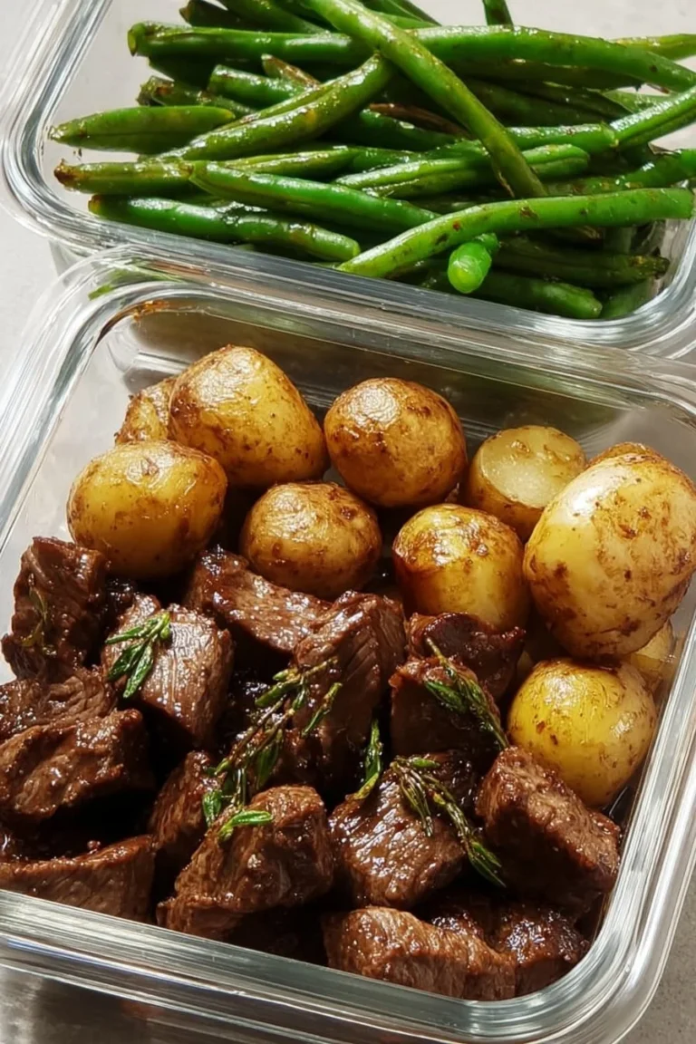 Delicious garlic balsamic steak bites served on a plate.