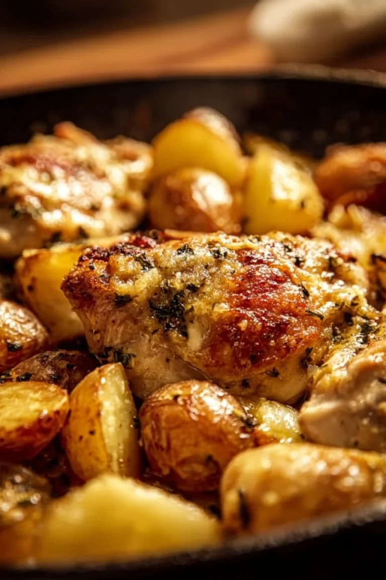 Delicious Garlic Parmesan Chicken with potatoes in a crockpot