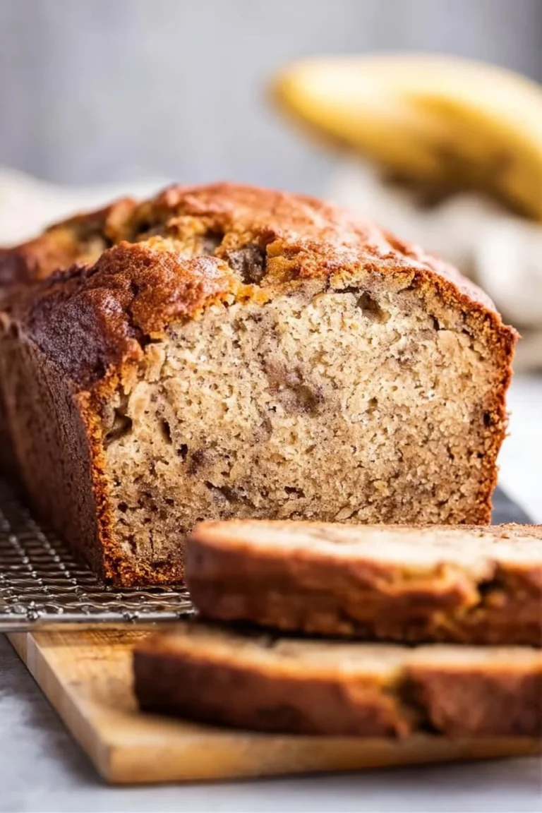 Slice of gluten-free banana bread on a plate