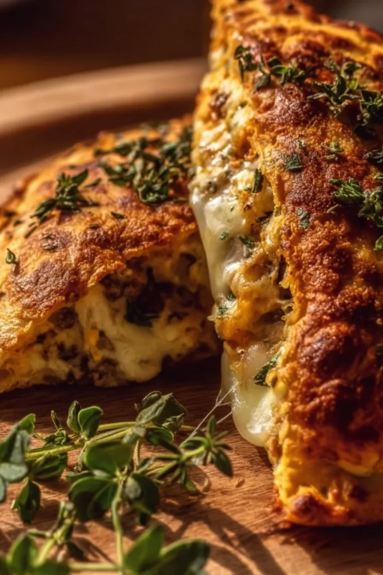 High-Protein Keto Calzone filled with cheese and pepperoni, low-carb meal