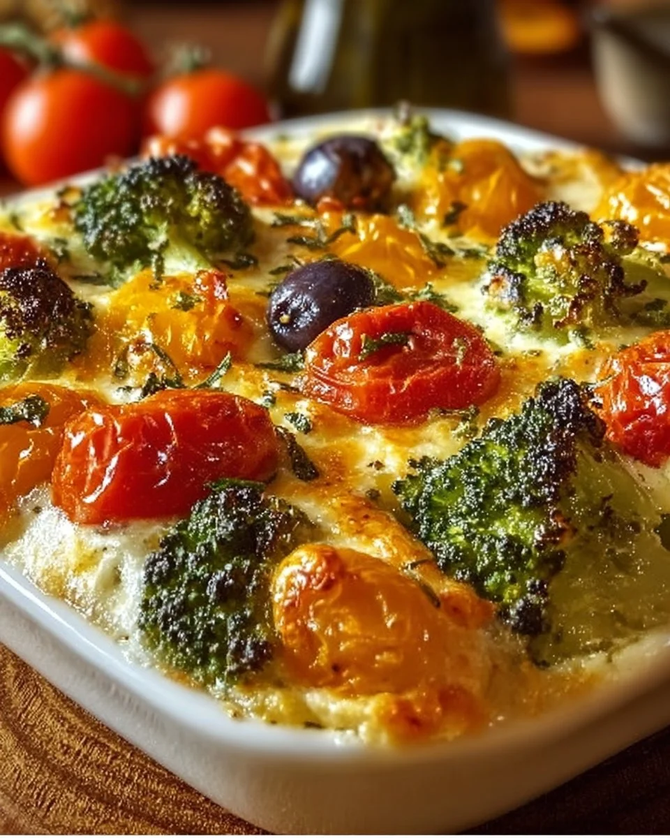 High-protein veggie bake with cottage cheese in a dish