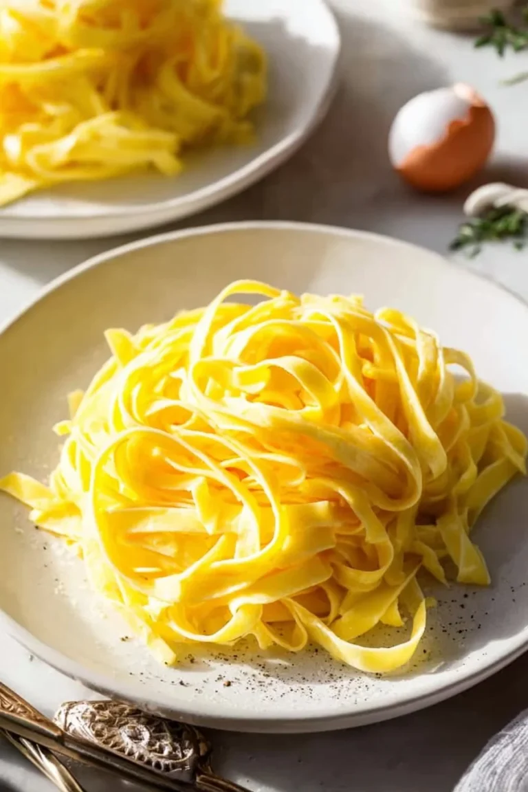 A plate of Keto Eierspaghetti garnished with fresh herbs, perfect for a low-carb diet.