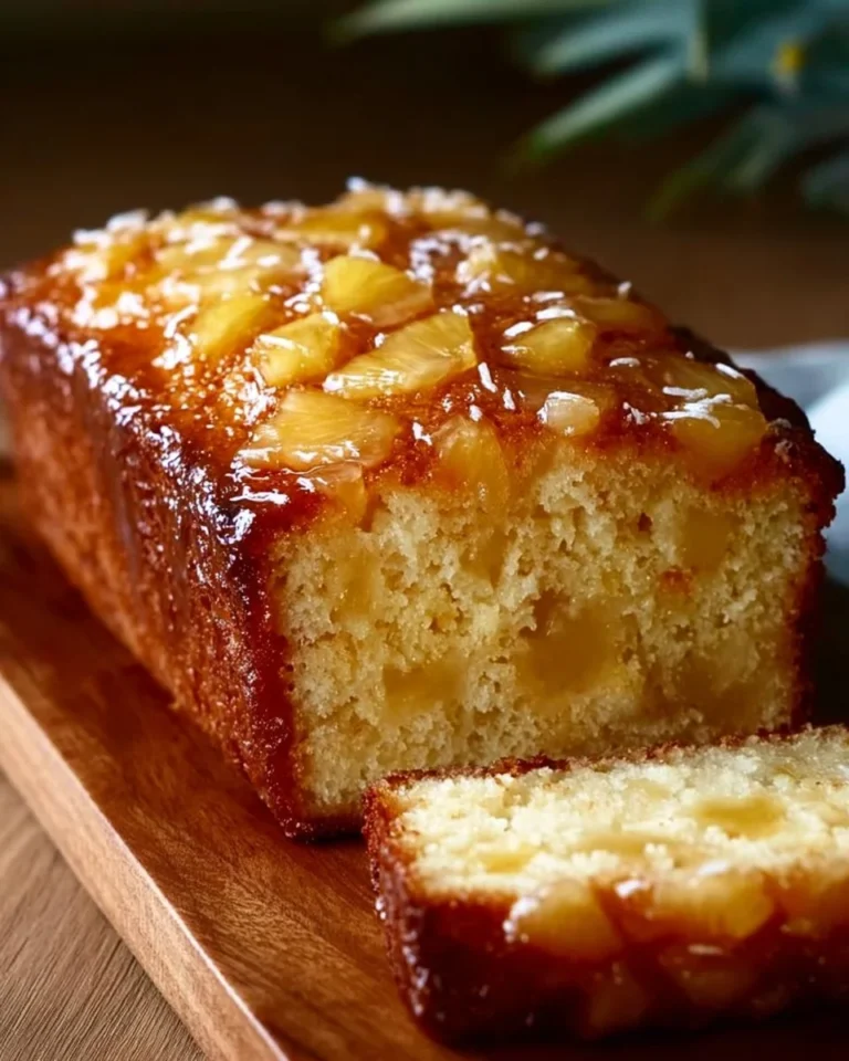 Deliciously moist Pineapple Coconut Loaf Bread with tropical flavors.