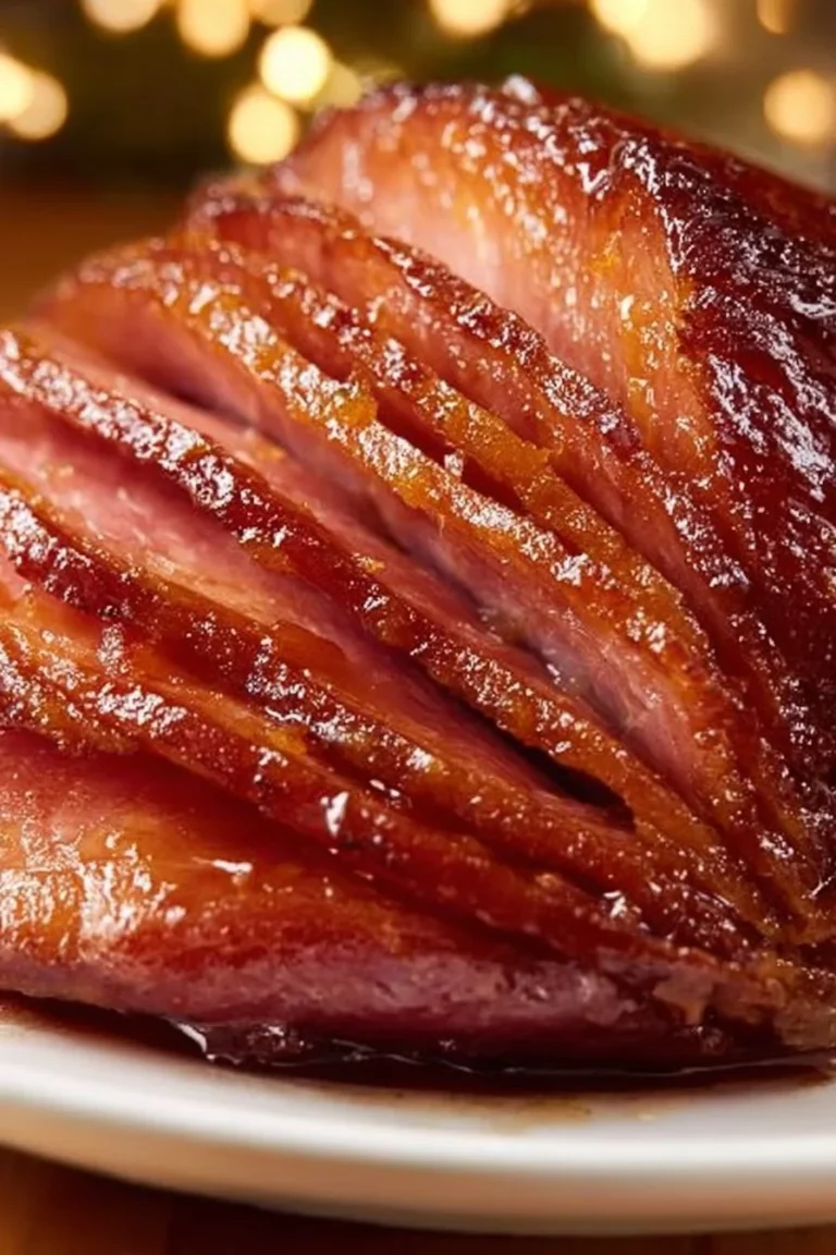 Slow Cooker Honey Baked Ham ready to serve with festive garnishes.