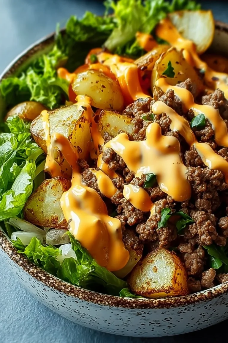 Delicious Smash Burger Bowl with fresh ingredients and toppings