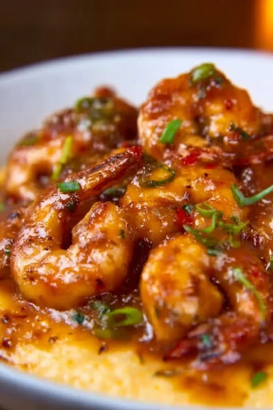 Delicious shrimp and grits served in a traditional Southern style