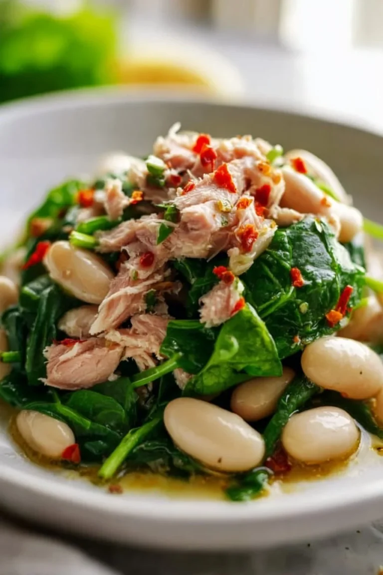 Delicious Tuna and White Bean Salad with fresh ingredients