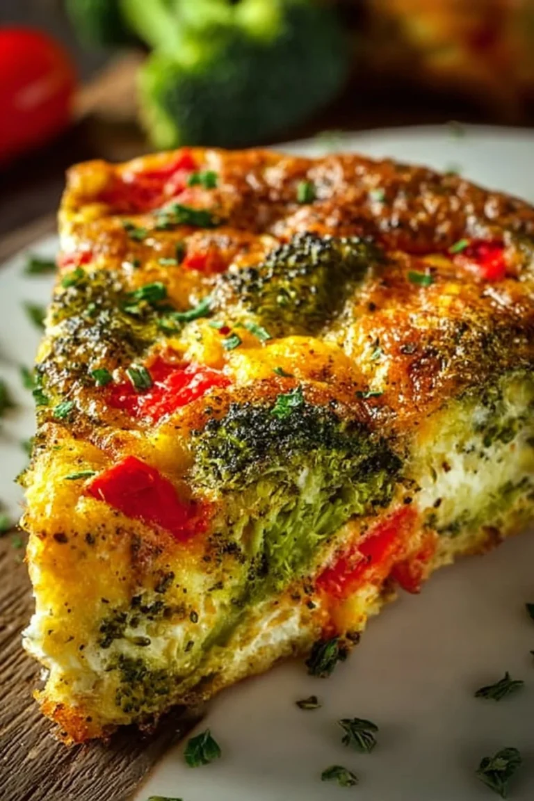 Delicious and colorful Vegetable Breakfast Bake topped with herbs
