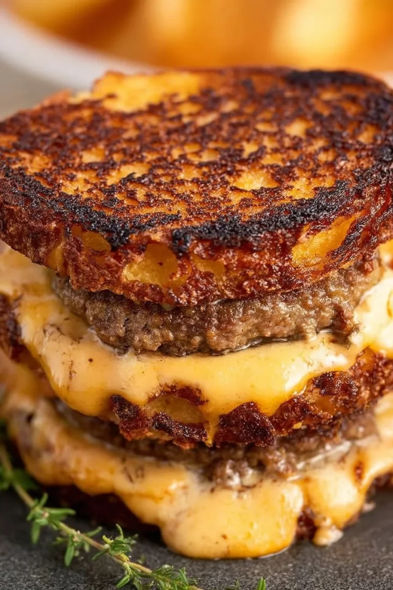 Mouthwatering Smashburger Grilled Cheese sandwich loaded with melted cheese.