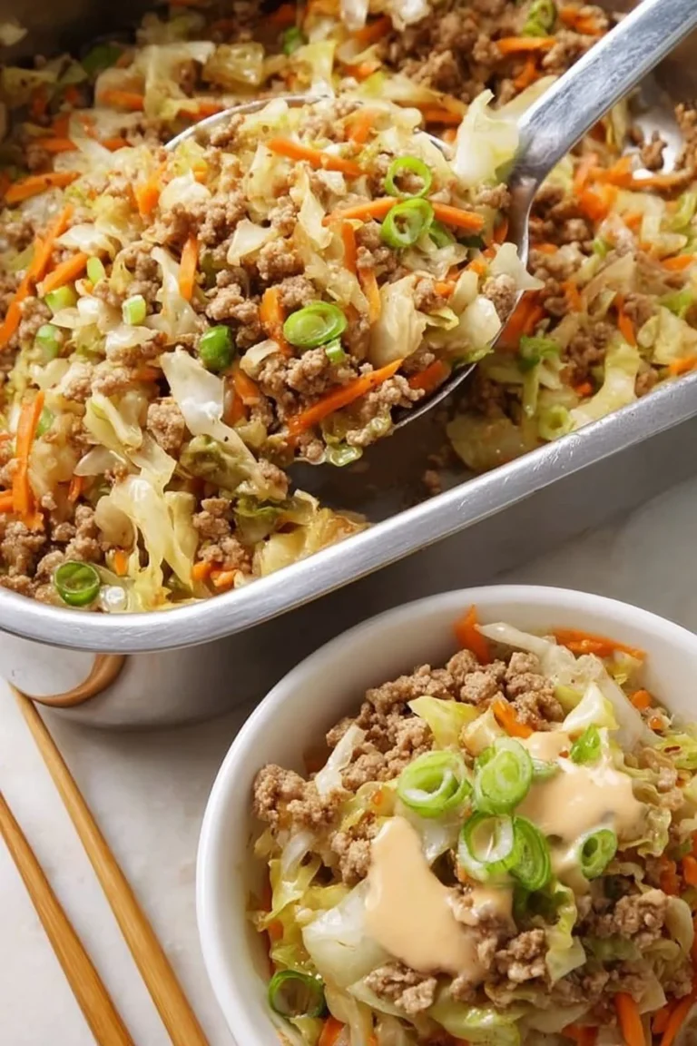 Delicious Egg Roll in a Bowl with vegetables and protein