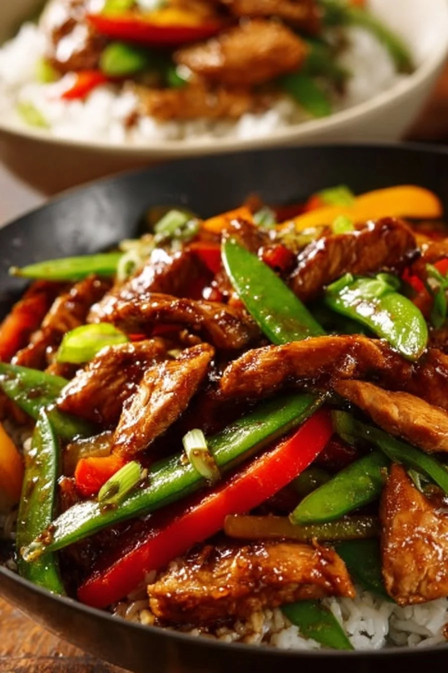 Delicious Firecracker Chicken Stir Fry with vibrant vegetables and spicy sauce