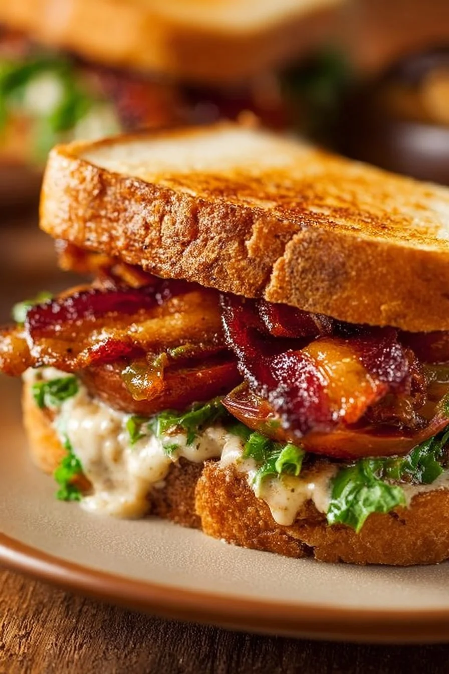 Delicious Fried Green Tomato BLT sandwich with fresh ingredients