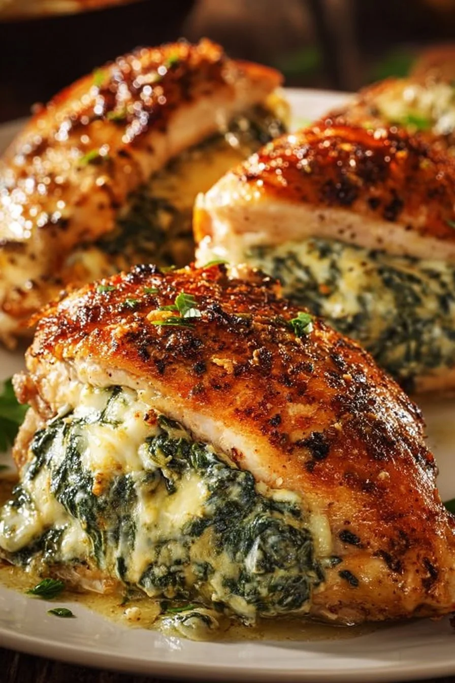 Irresistible stuffed chicken dish inspired by Ruth’s Chris recipe.