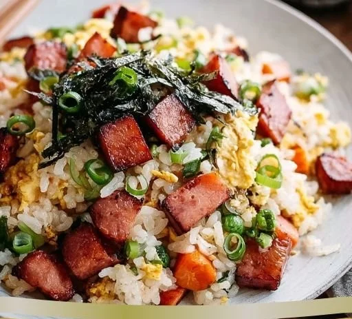 Musubi Spam Fried Rice Delicious Musubi Spam Fried Rice served in a bowl