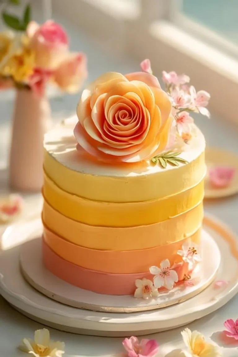 A beautifully decorated Spring Celebration Cake adorned with fresh flowers and pastel colors.