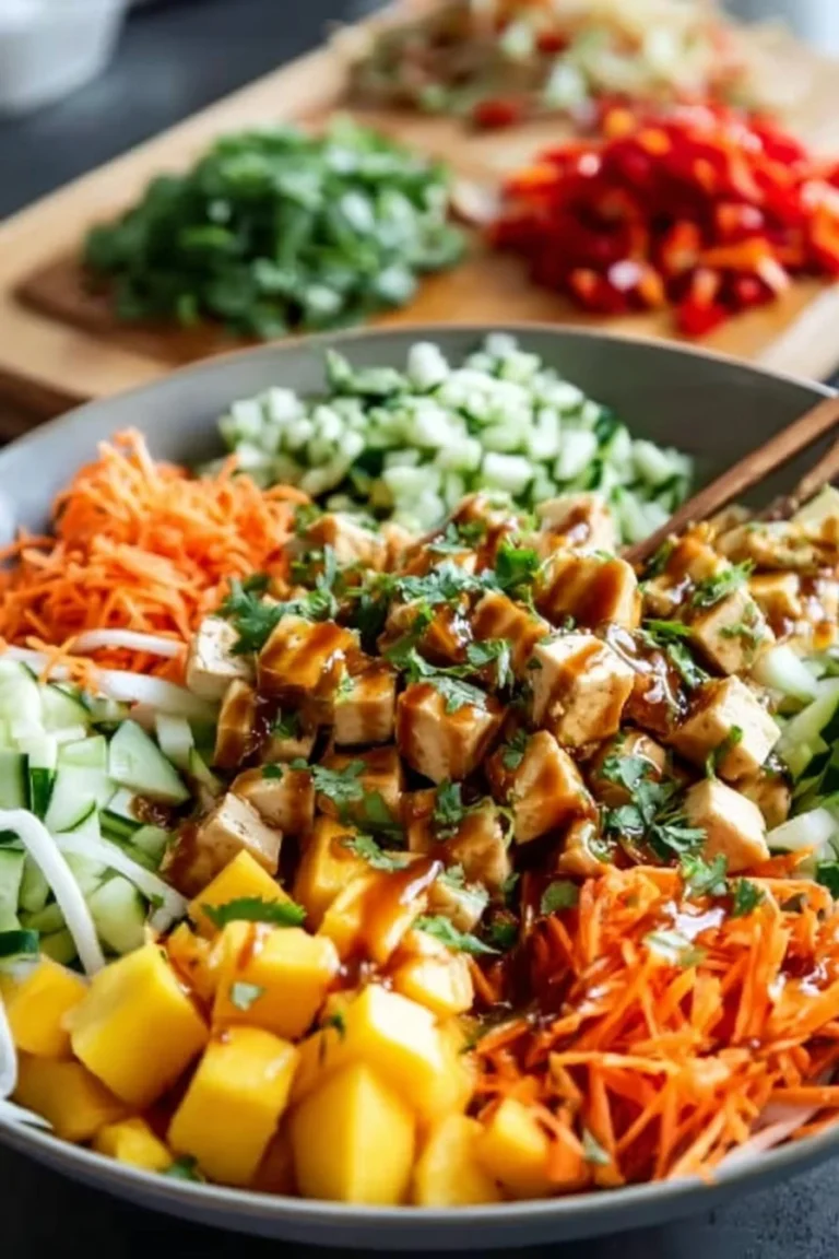 Colorful Spring Roll Bowl with fresh vegetables and protein