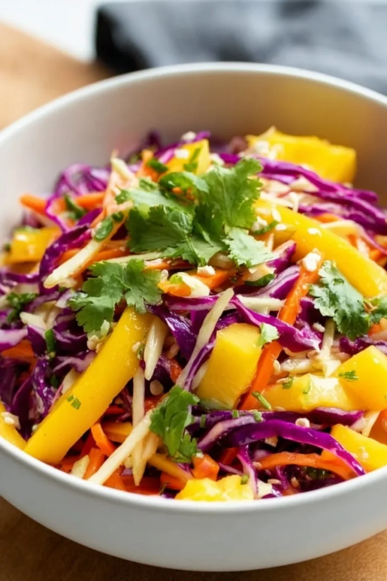 Delicious Thai Mango Salad with fresh mango, herbs, and vegetables.