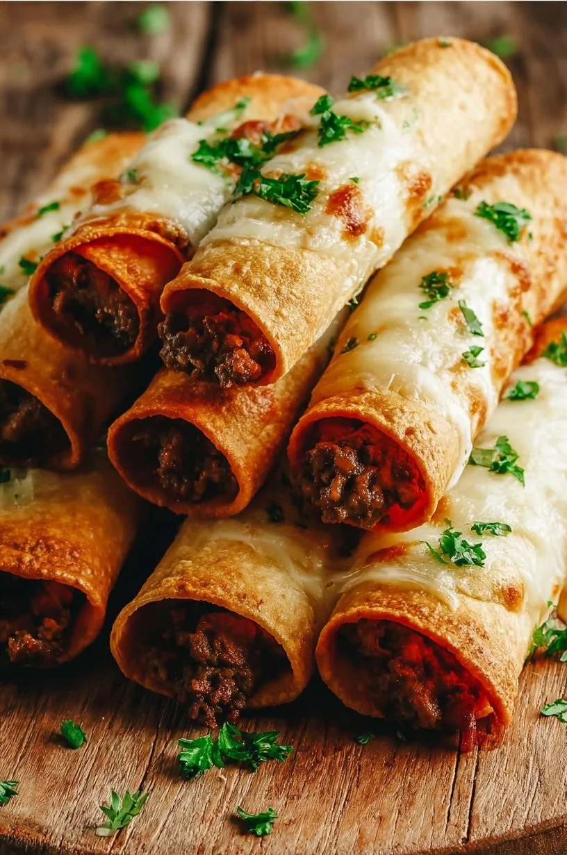 Golden beef and cheese taquitos served with salsa for dipping