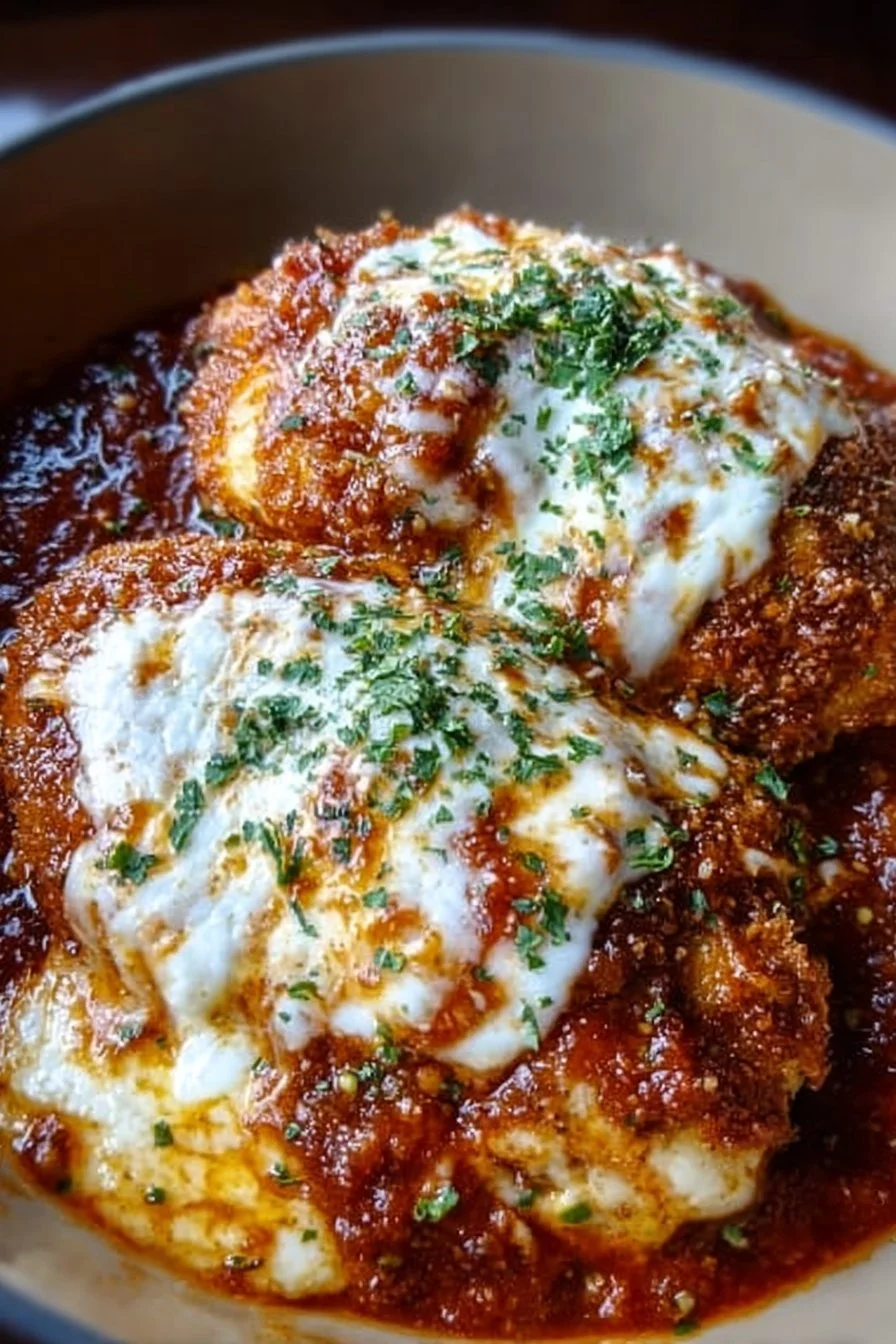 Cottage Cheese Chicken Parm Bowl featuring tender chicken and cheesy goodness