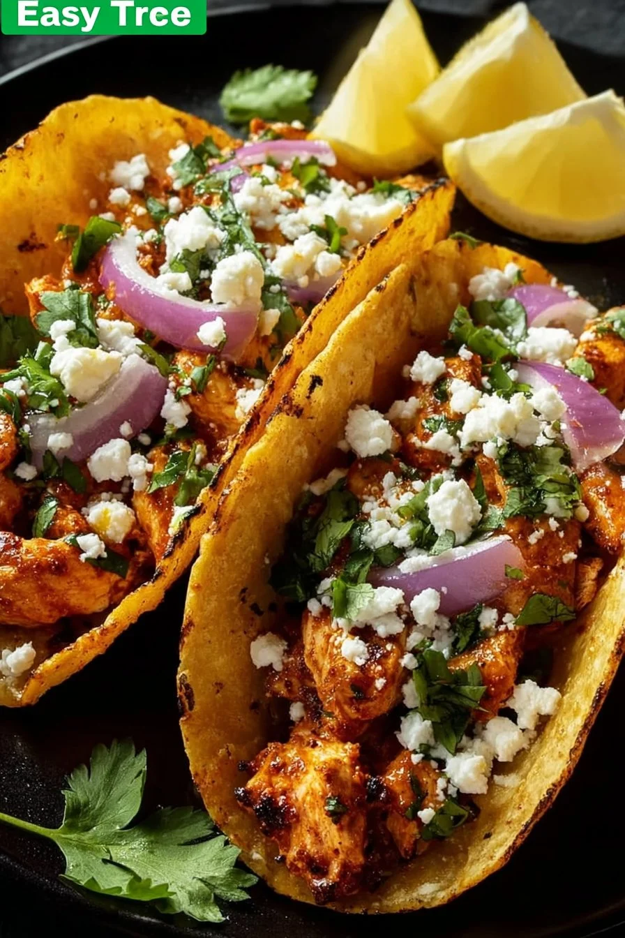 Crispy honey chipotle chicken tacos topped with fresh ingredients