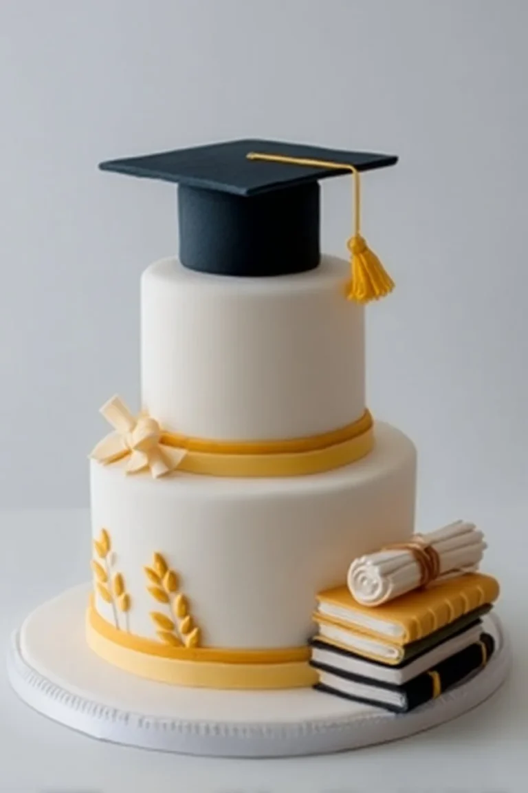 Beautiful graduation cakes showcasing designs and decorations for a graduation celebration.