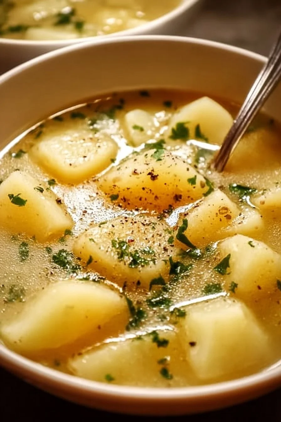 Bowl of hangover soup with fresh herbs and ingredients for recovery