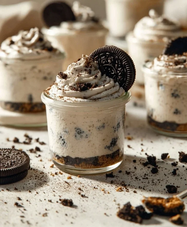 No Bake Oreo Cheesecake Cups No Bake Oreo Cheesecake Cups served in clear dessert cups