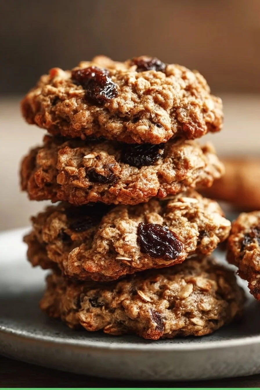 Delicious homemade oatmeal breakfast cookies with raisins and nuts