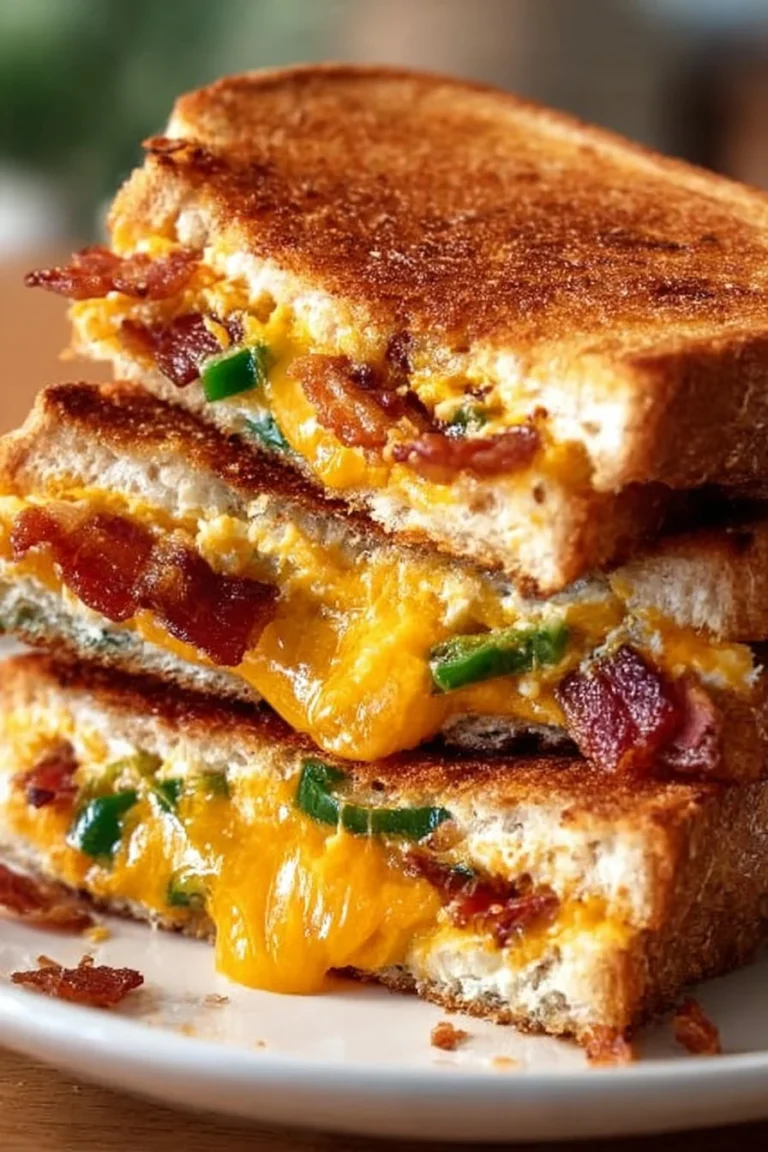 Delicious roasted jalapeño popper grilled cheese sandwich with melted cheese