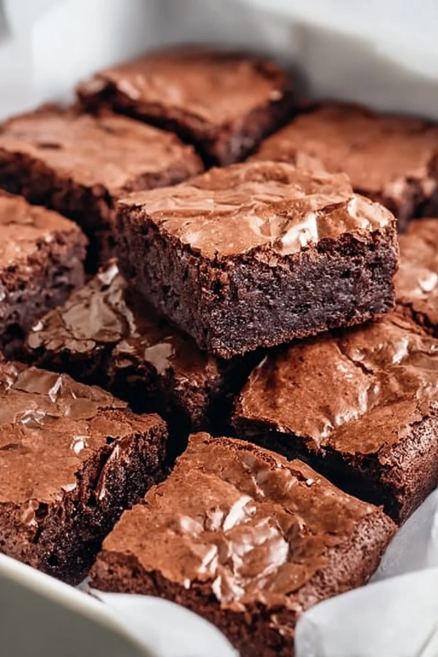 Delicious sourdough discard brownies on a plate with chocolate sprinkles