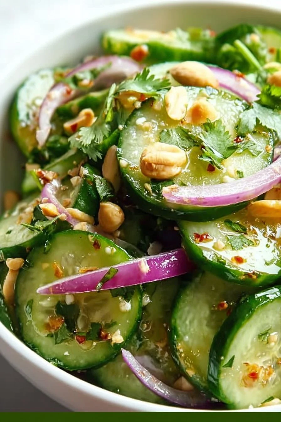 Fresh Thai Cucumber Salad with vegetables and herbs