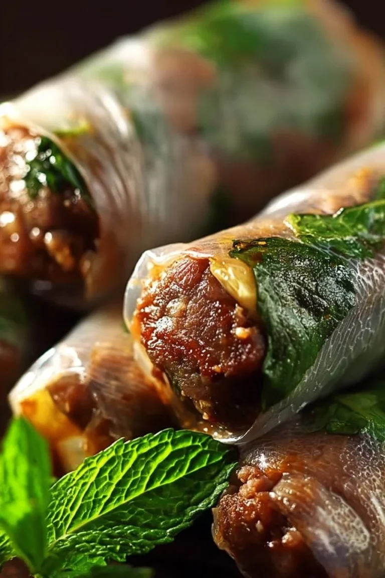 Healthy Thai Basil Beef Rolls with fresh basil and savory beef filling