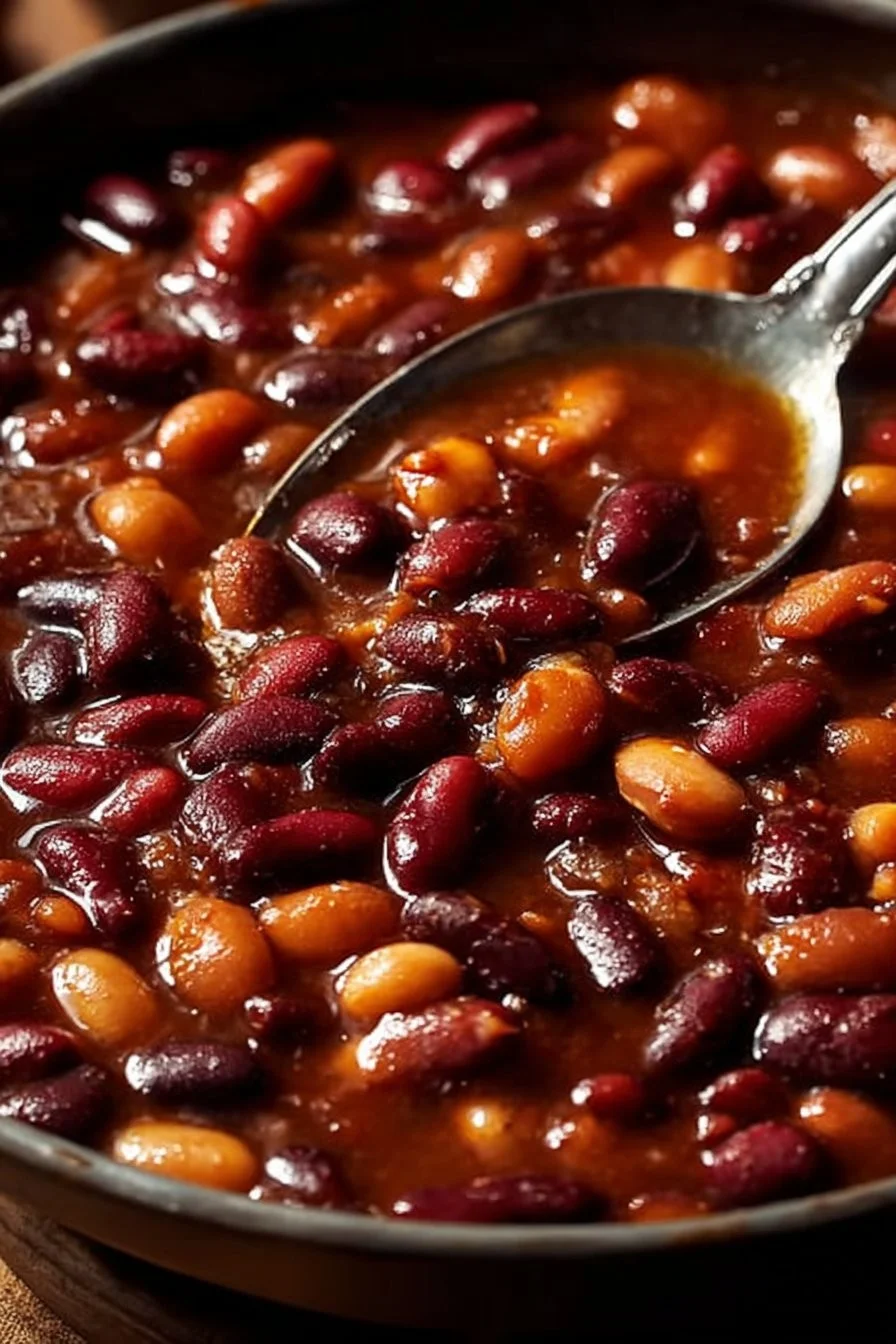 Delicious bowl of the world's best baked beans ready to serve